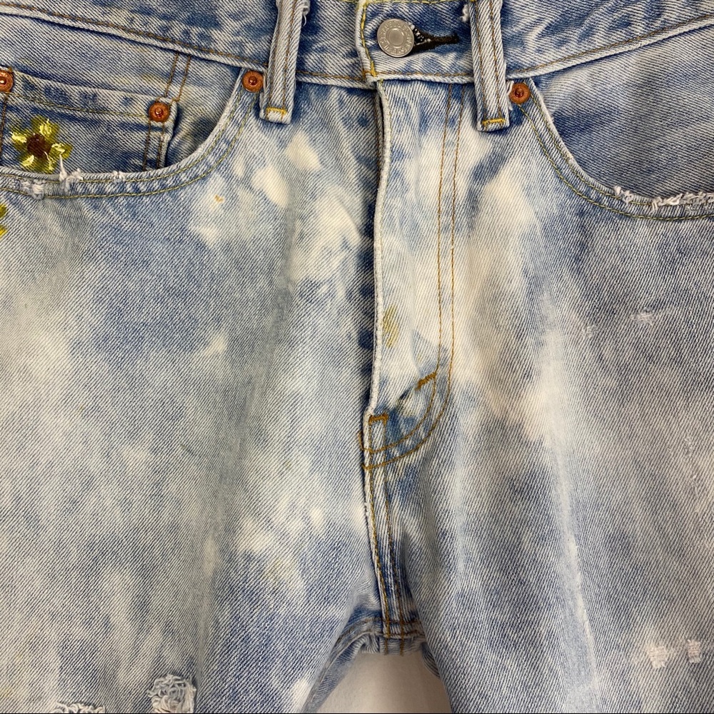 Levi’s Jeans Custom Painted & Distressed Denim - Picture 6 of 16
